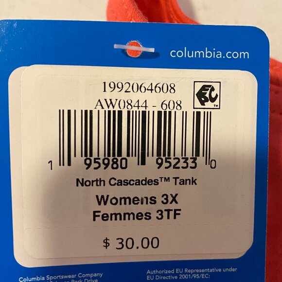 Columbia NWT, women's size 3X, North Cascades Tank top in orange. - Picture 7 of 7